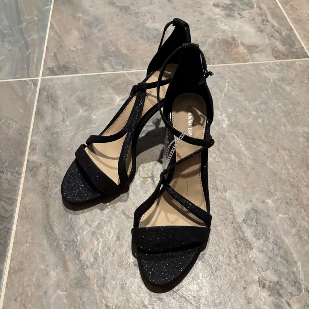 Gianni Bini Sparkling Black Strappy Heels